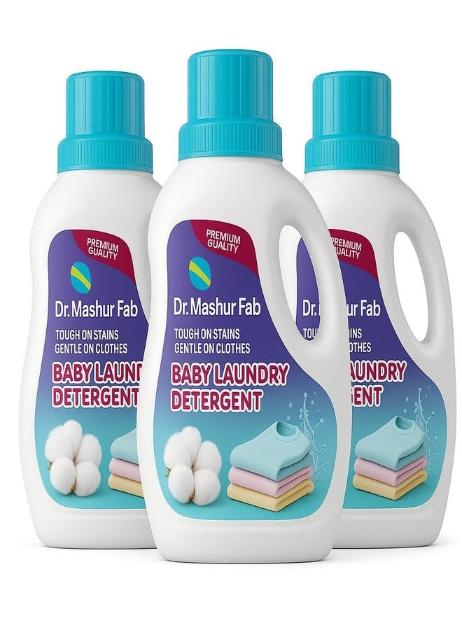 MASHUR FAB | Laundry Detergent for Newborns baby and children - Gentle, Hypoallergenic, Chemical-Free Liquid for Clothes, Stain Remover, Suitable for All skin, Baby Essentials - 1L (3, Bottal) - Image 1