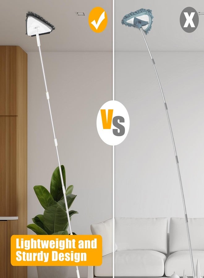 JEHONN Wall Mop with Long Handle 80 inches, Upgraded 180° Collapsible Baseboard Cleaner Tool with Squeegee, Ceiling Duster with 1 Microfiber and 1 Chenille Pad for Cleaning Window, Cabinet (White) - Image 5