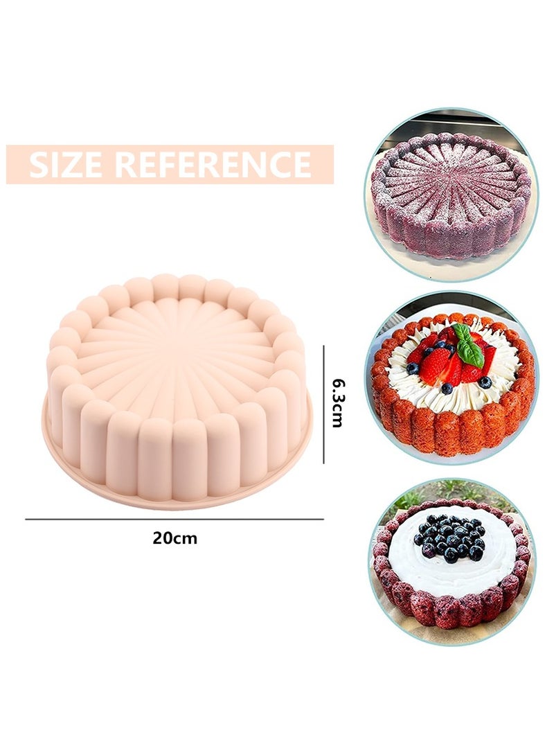 Silicone Cake Pan,8 Inch Non-Sticky Round Cake Molds Silicone Bread Molds Kitchen DIY Thickened Baking Tray Reusable High-Temperature Resistance Baking Pan Molds for Cake,Bread,Tart,Pie（Pink） - Image 2