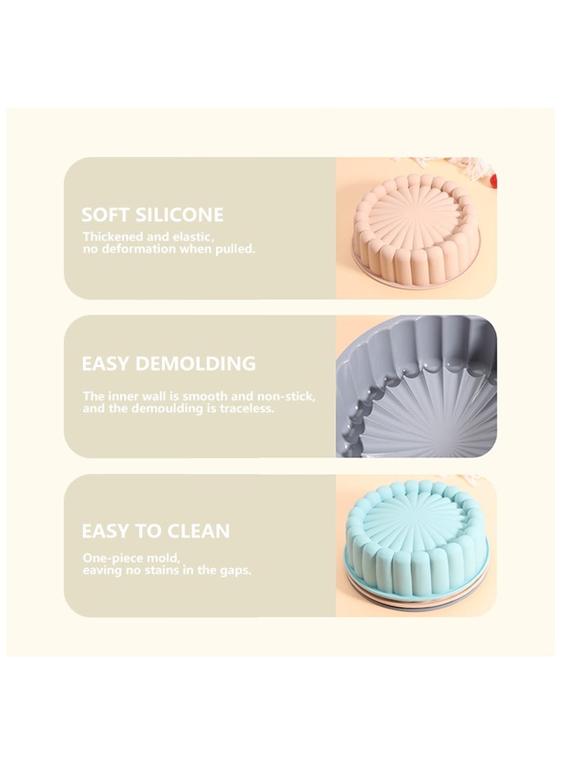 Silicone Cake Pan,8 Inch Non-Sticky Round Cake Molds Silicone Bread Molds Kitchen DIY Thickened Baking Tray Reusable High-Temperature Resistance Baking Pan Molds for Cake,Bread,Tart,Pie（Pink） - Image 3