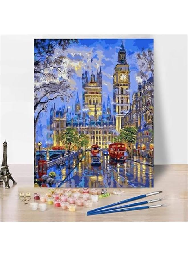 Captaintech Adults Paint by Numbers Kit -Big Ben DIY Painting by Numbers by Number Kits, London Street Paint by Numbers for Adults Beginner Kids, 16” x 20” Arts Craft for Home Wall Decor(Frameless) - Image 2