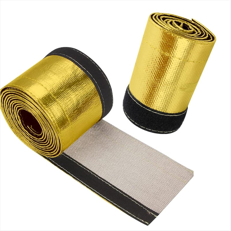Ummickl Golden Heat Shield Sleeve Heat Shield Fuel line Wire Heat Sleeve for Ultimate Heat Protection Hose Wire Sleeving, 1-1/2" I.D.x 10FT with 10PCS Stainless Steel(304) Cable Metal Ties-Silver - Image 1