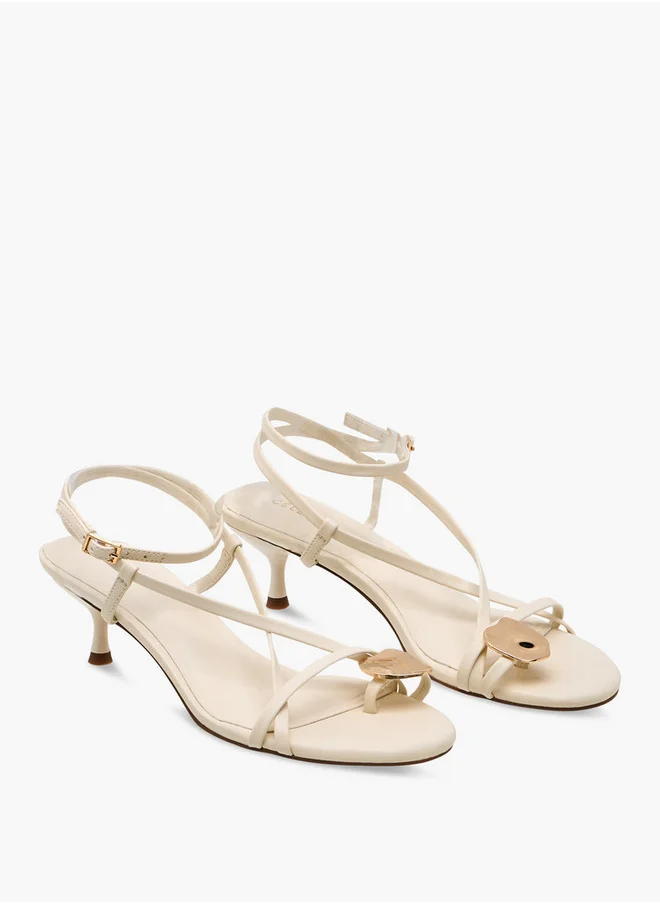 Celeste Women's Solid Slingback Sandals with Kitten Heels and Buckle Closure