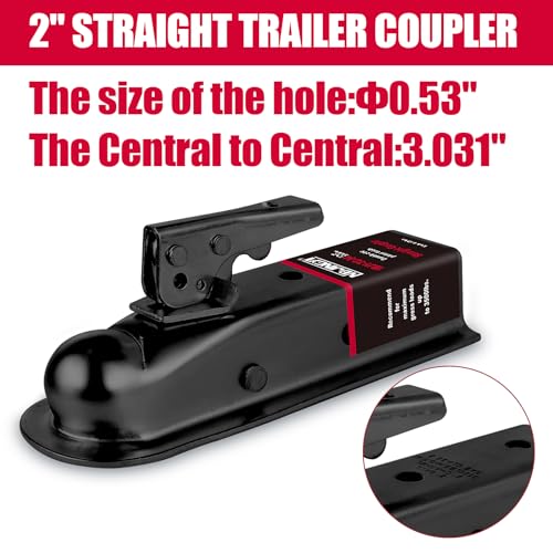 NBJINGYI Straight Trailer Coupler Black 2" Ball 2" Channel Width 3500 LBSTrailer Tongue Coupler - Image 4