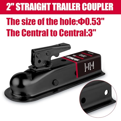 NBJINGYI Straight Trailer Coupler Black 2" Ball 2" Channel Width 3500 LBSTrailer Tongue Coupler - Image 3