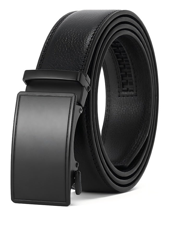 Generic Men's Belt Leather Ratchet Belt With Adjustable Buckle, Tailored To Fit Black Versatile And Stylish Commuting  - Image 1