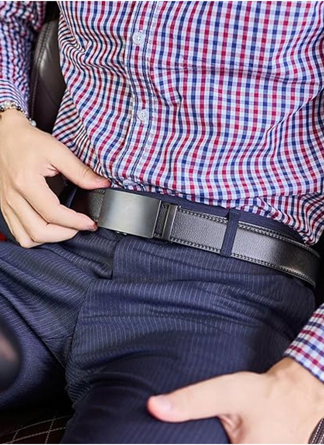 Generic Men's Belt Leather Ratchet Belt With Adjustable Buckle, Tailored To Fit Black Versatile And Stylish Commuting  - Image 4
