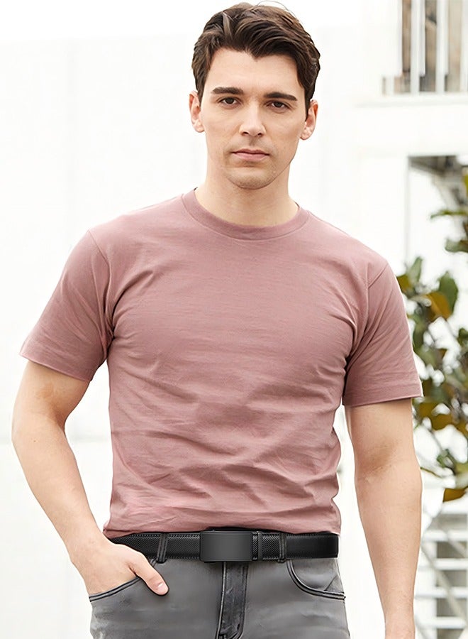 Men's Belt Leather Ratchet Belt With Adjustable Buckle, Tailored To Fit Black Versatile And Stylish Commuting - Image 3