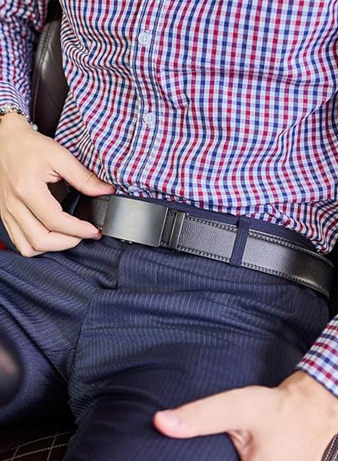Men's Belt Leather Ratchet Belt With Adjustable Buckle, Tailored To Fit Black Versatile And Stylish Commuting - Image 4