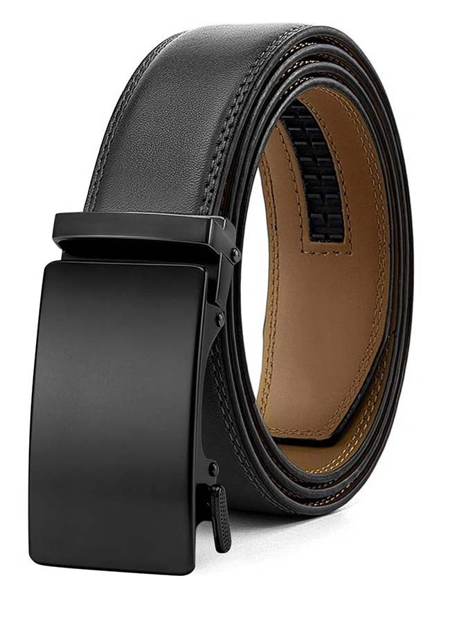Men's Belt Leather Ratchet Belt With Adjustable Buckle, Tailored To Fit Black Versatile And Stylish Commuting - Image 1