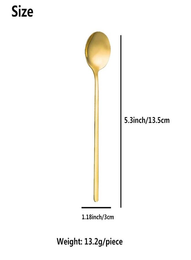 Accfore 10 Pack Espresso Spoons,Gold Plated Stainless Steel Mini Teaspoons Set for Coffee Sugar Dessert Cake Ice Cream Soup Antipasto Cappuccino,5.3 Inch - Image 2