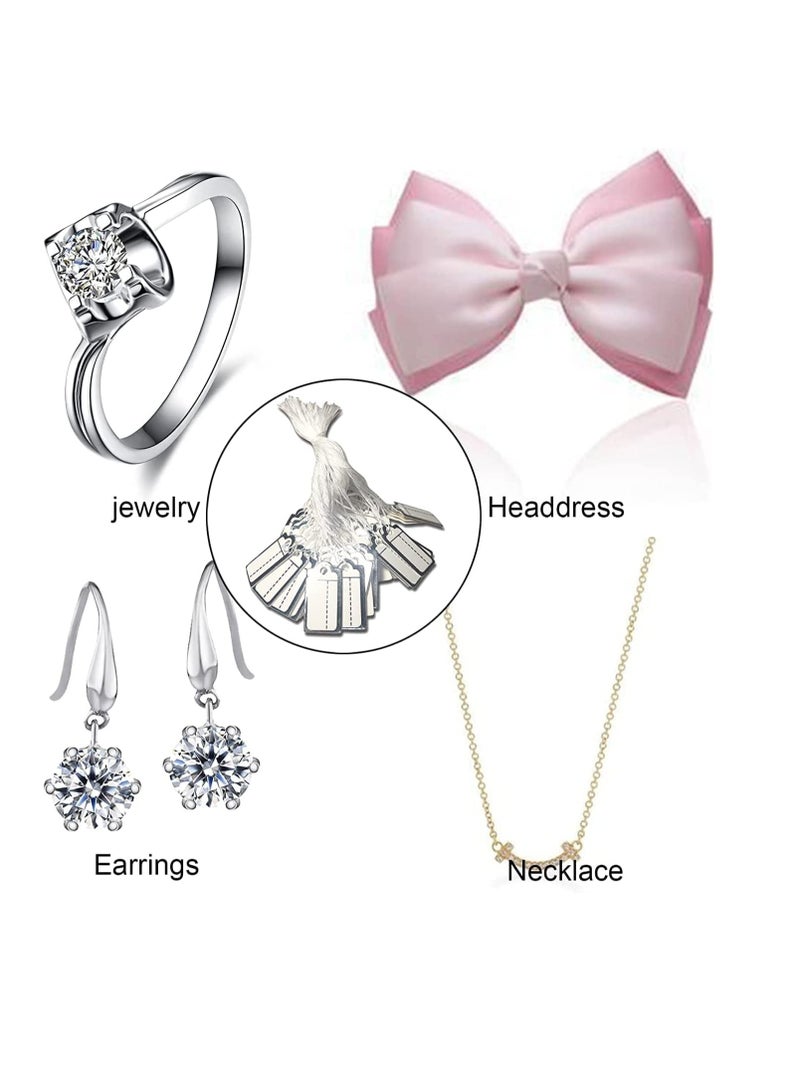 SOLARAE Jewelry Price Tags, 500Pcs White Clothing Price Tags, Tag Card Writable, Plastic Paper Material with Rope - Image 2