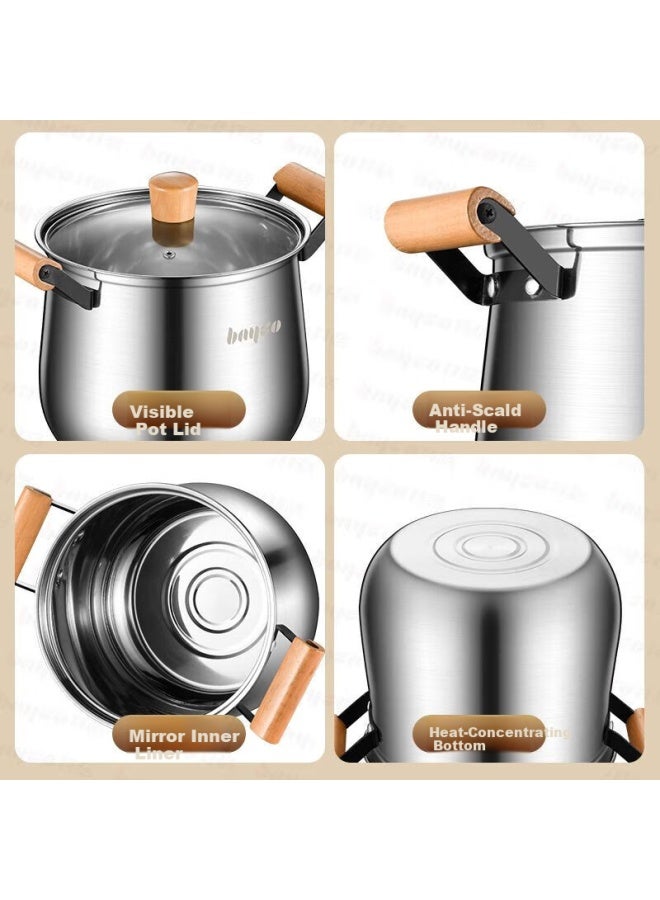 Bayco Stainless Steel Soup Pot Food Grade Thickened Stew Pot Cooking Pot 22cm Gas Stove Induction Cooker Bg50208 - Image 2