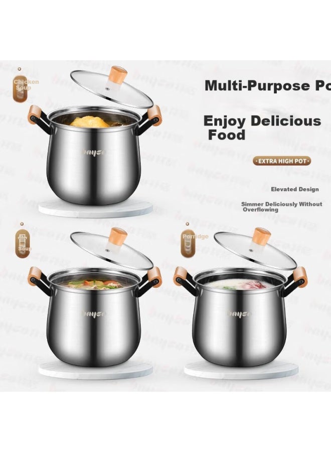 Bayco Stainless Steel Soup Pot Food Grade Thickened Stew Pot Cooking Pot 22cm Gas Stove Induction Cooker Bg50208 - Image 3