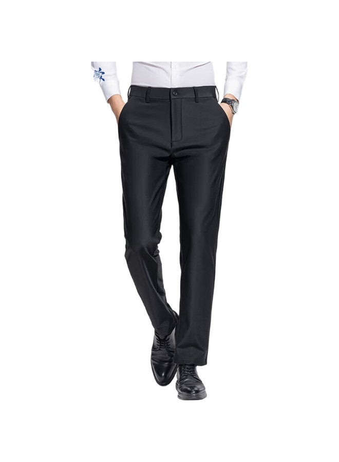 ROMON سروال بدلة رجال مرن عالي الخصر مقاوم للتجاعيد مستقيم لون أزرق بحري 38 - Image 1