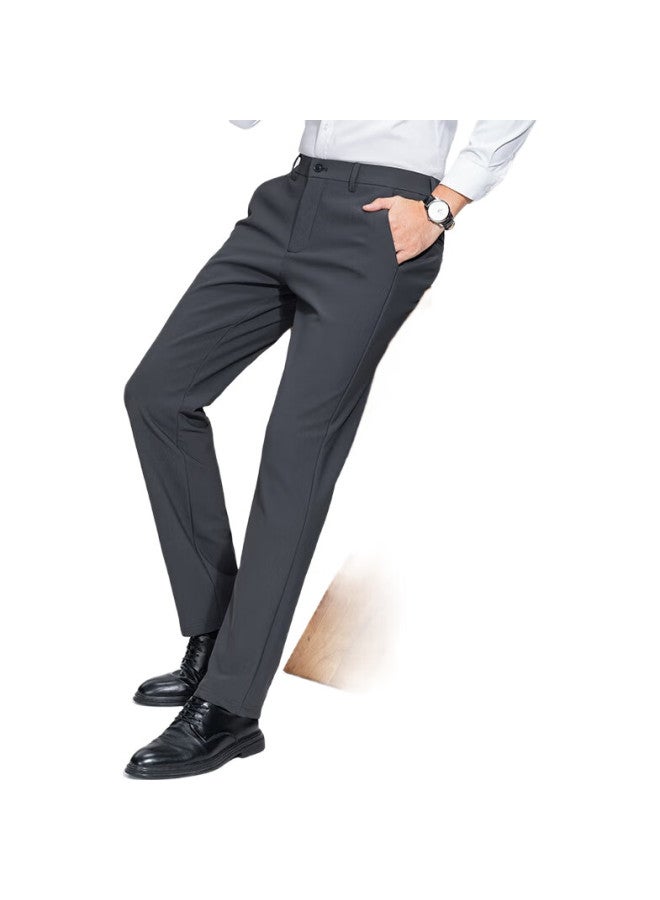 ROMON سروال بدلة رجال مرن عالي الخصر مقاوم للتجاعيد مستقيم لون أزرق بحري 38 - Image 3