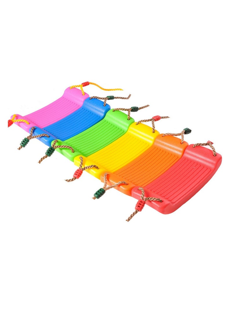 Kids Swing Flying Toy Garden Swing Kids Hanging Seat Toys with Height Adjustable Ropes Indoor Outdoor Toys Rainbow Curved Board - Image 4