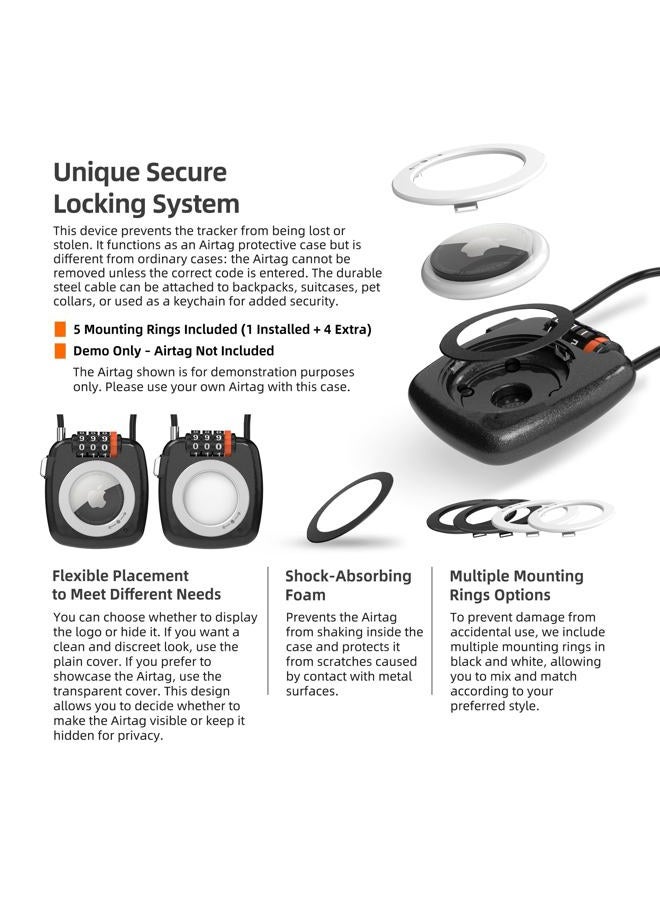 UP Security AirTag Holder with Combination Lock, Compatible with Apple Air Tag Holder, AirTag Lock for Luggage, Backpack, Suitcase, Travel Safe, Metal GPS Tracker Case, Anti-Theft Secure Cable - Image 2
