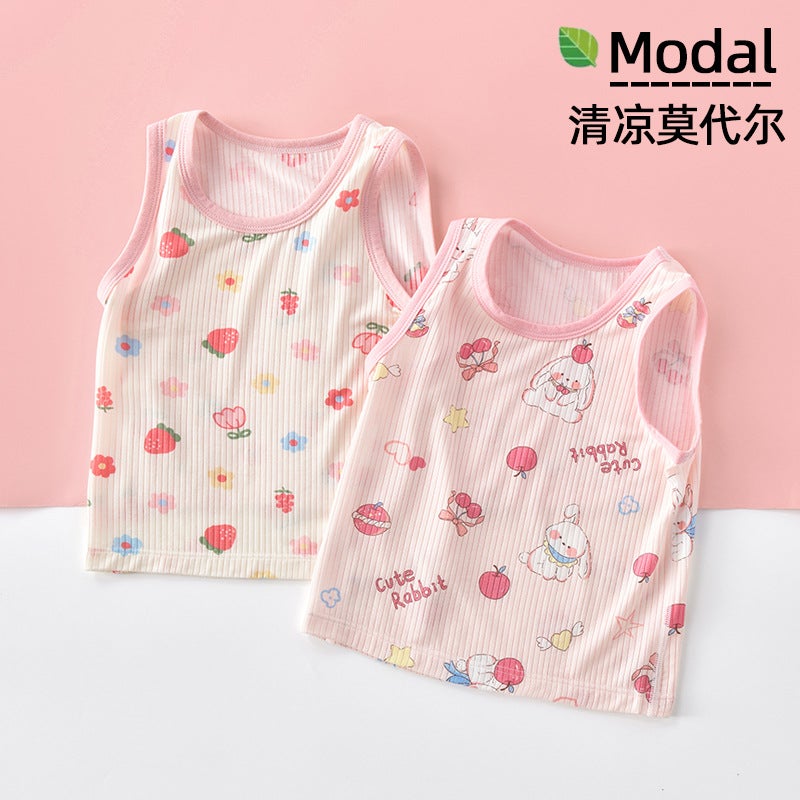 Boys'' Vest, Girls'' Sleeveless Top, Baby Camisole, Summer Thin Modal Children''s T-Shirt, Baby Base Layer Summer Outfit - Image 2