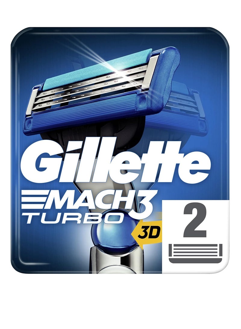 شفرات إعادة تعبئة 3D لماكينة حلاقة ماك 3 تربو من جيليت، عبوة تحتوي على قطعتين - Image 1