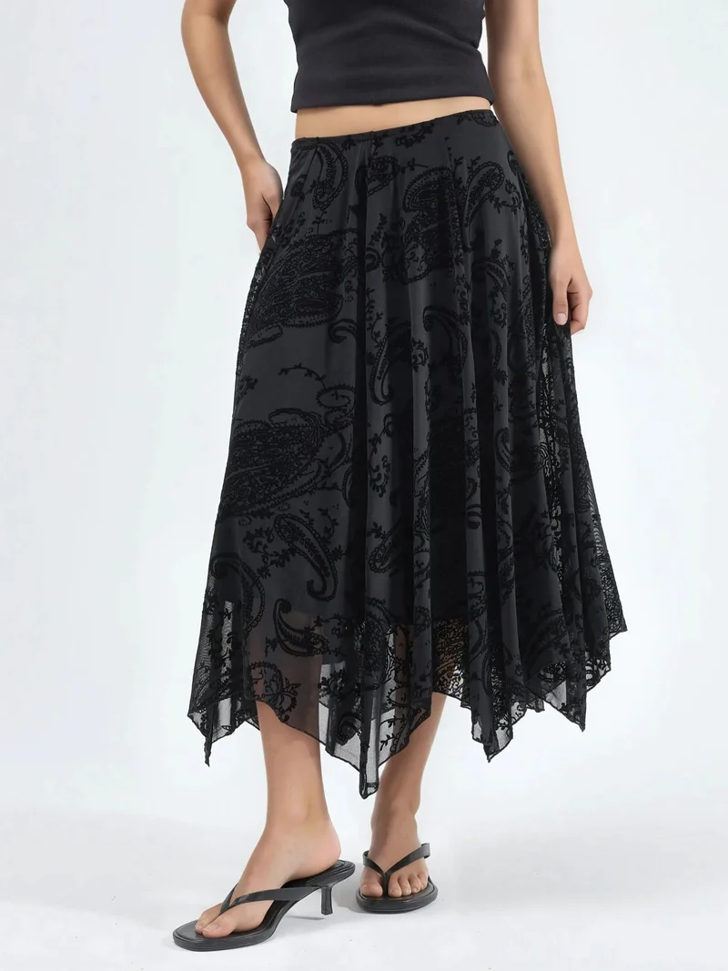 بوسيم BUSEM Patterned Asymmetrical Maxi Skirt