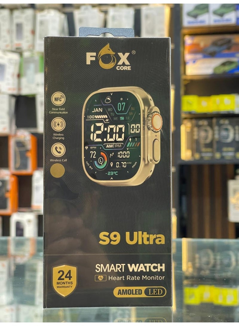 فوكس ساعة Core الذكية S9 Ultra اللاسلكية للاتصالات اللاسلكية وتقنية الاتصال قريب المدى (أسود)