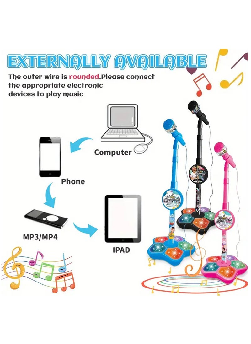 Hihonor - Kids Microphone Toy with Stand, Enhanced Connectivity for MP3, Mobile Phone, Karaoke Machine for Kids,Birthday Gift for Girls and Boys | Toy for Kids Ages 4, 5, 6, 7, 8+ Years Old (Blue) - Image 1