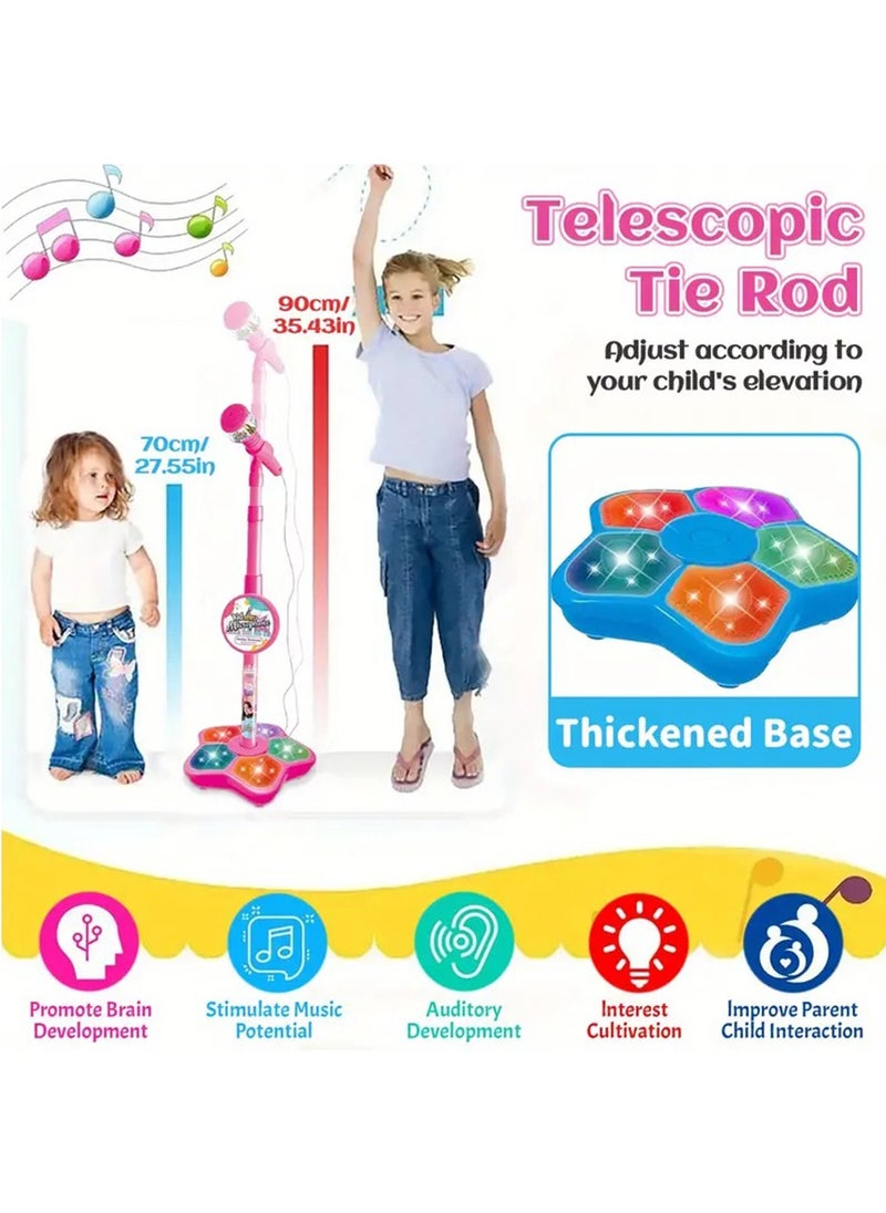 Hihonor - Kids Microphone Toy with Stand, Enhanced Connectivity for MP3, Mobile Phone, Karaoke Machine for Kids,Birthday Gift for Girls and Boys | Toy for Kids Ages 4, 5, 6, 7, 8+ Years Old (Blue) - Image 1