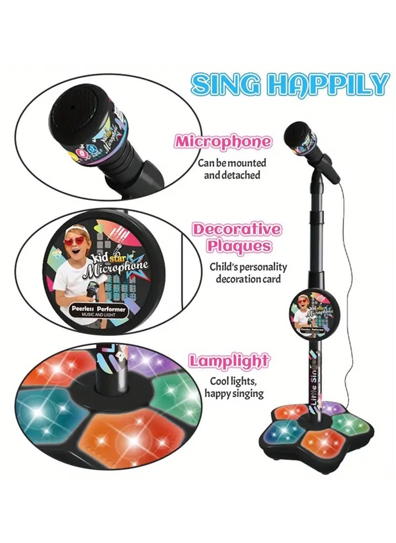 Hihonor - Kids Microphone Toy with Stand, Enhanced Connectivity for MP3, Mobile Phone, Karaoke Machine for Kids,Birthday Gift for Girls and Boys | Toy for Kids Ages 4, 5, 6, 7, 8+ Years Old (Blue) - Image 1