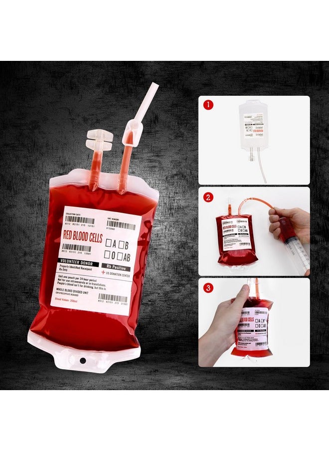 UNIMEIX 10 Pack Halloween Blood Bags For Drinks, Fake Blood Drink Pouches Reusable Juice Drink Iv Bag For Vampire Party Theme Party Halloween Decoration  - Image 2