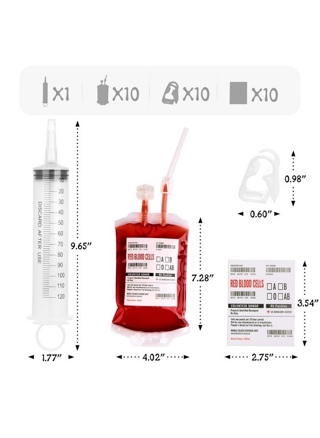 UNIMEIX 10 Pack Halloween Blood Bags For Drinks, Fake Blood Drink Pouches Reusable Juice Drink Iv Bag For Vampire Party Theme Party Halloween Decoration  - Image 3