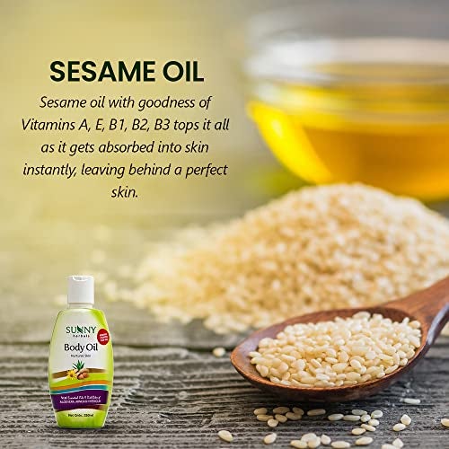 Sunny Natural Body Massage Oil (250ml, Pack of 2) with Sesame, Olive, Almond, Rosemary, and Lavender oils: Nourishes, soothes, and makes skin soft, supple, and glowing. - Image 2