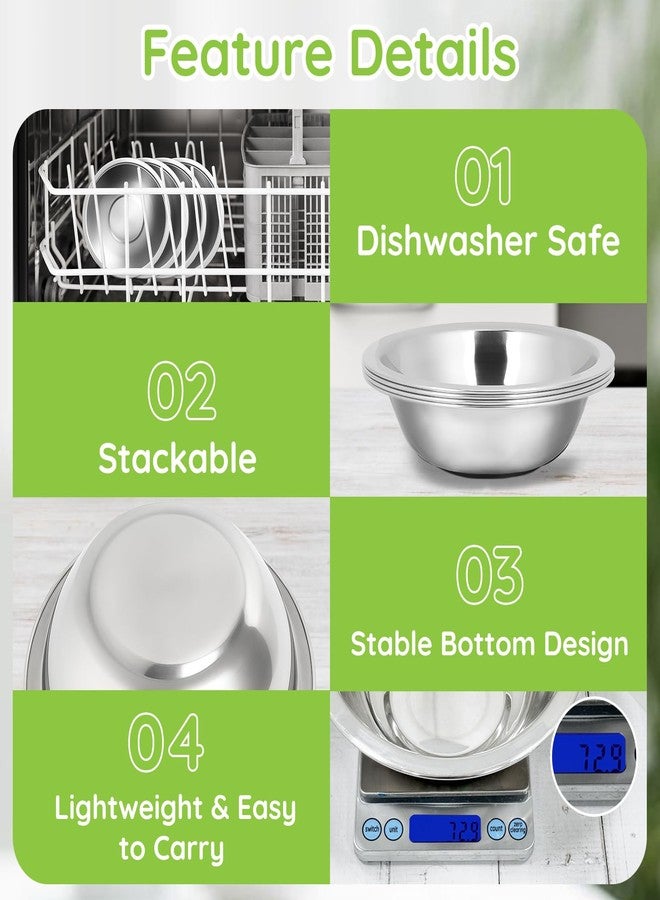 Offiper 304(18/8) Stainless Steel Mixing Bowls for Kitchen, 4 Pack 6.3" 13.67 fl.oz Metal Mixing Bowls Set Stackable for Baking Serving Cooking Food Prep Storage Dishwasher Safe Lightweight - Image 5