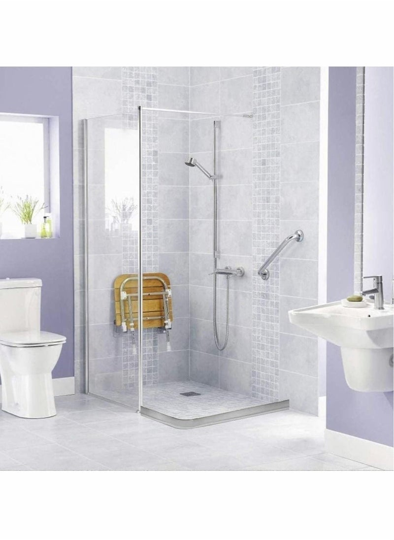 SYOSI Collapsible Threshold Water Dam, Self-Adhesive Shower Barrier Bathroom And Kitchen Water Stopper, Home Water Retention System, Waterproof Water Flow Block Seal Strip (Gray), 1.4M  - Image 4
