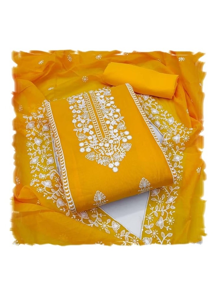 Accessorize Kingdom - Women's Chanderi Silk Woven Design Work Unstitched Dress Material - Image 1