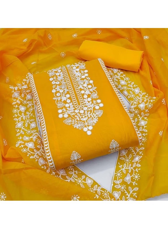 Accessorize Kingdom - Women's Chanderi Silk Woven Design Work Unstitched Dress Material - Image 1