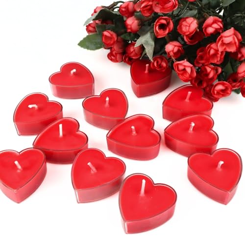 Shraddha Creation Scented Candles for Home Decor, Rose Fragrance, Heart Shape Wax Candle, Red Colour, Pack of 10, 3.5 x 1.5 Cm - Image 2