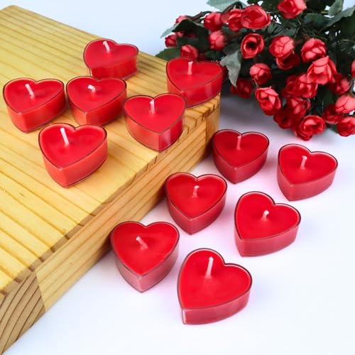 Shraddha Creation Scented Candles for Home Decor, Rose Fragrance, Heart Shape Wax Candle, Red Colour, Pack of 10, 3.5 x 1.5 Cm - Image 3