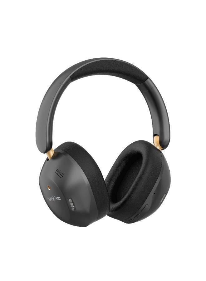 MYX PRO EchoMax MP-V11B Wireless Noise-Canceling Headphones | ANC Active Noise Cancellation (30dB) | Bluetooth 5.4 | 37H Playtime | Foldable & Rotatable Design | Built-in Microphone | Aux-in & MP3 Support | Compatible with iPhone, Samsung, Laptop, Tablet - Black