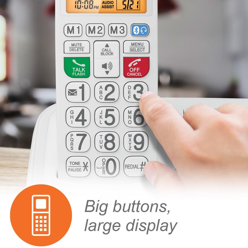 VTech Amplified Cordless Senior Phone with Answering Machine, Call Blocking, 90dB Ringer, Audio Assist, Big Buttons - Image 3