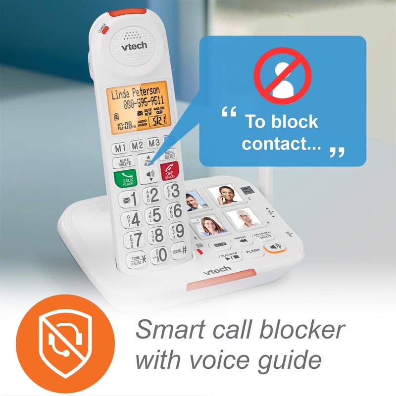 VTech Amplified Cordless Senior Phone with Answering Machine, Call Blocking, 90dB Ringer, Audio Assist, Big Buttons - Image 2