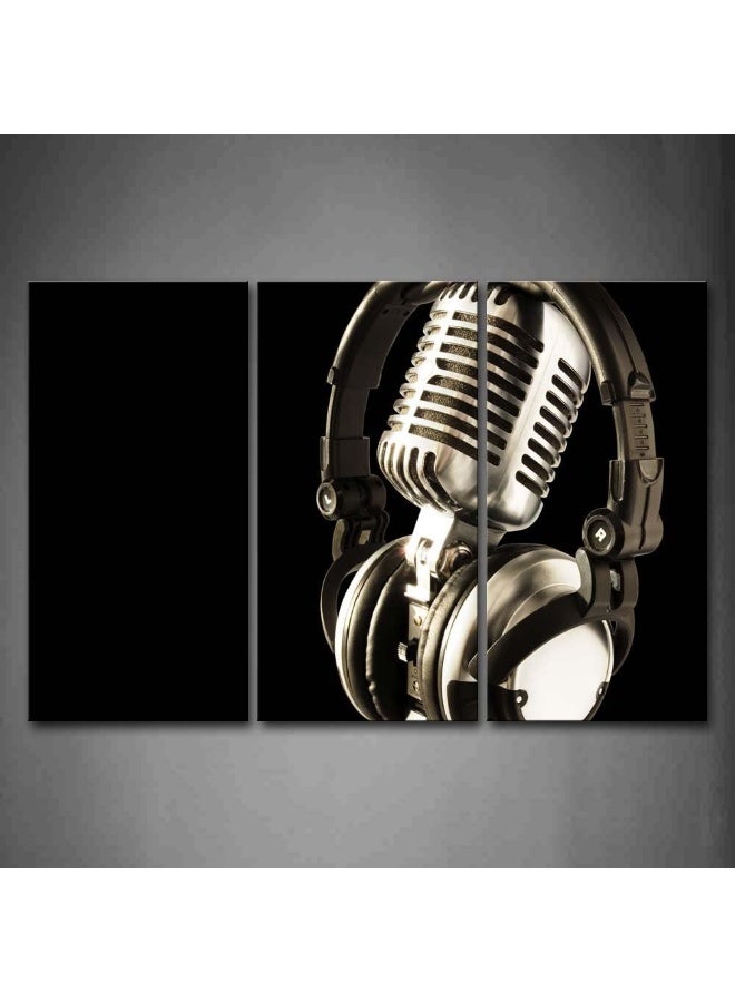Home Trove Headphone And Microphone Hangs On It Wall Art Painting The Picture Print On Canvas Music Pictures For Home Decor Decoration Gift - Image 1