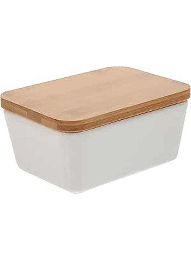 Porcelain Butter Dish With Wooden Lid Kitchen Dining Tableware Storage Container - Image 1