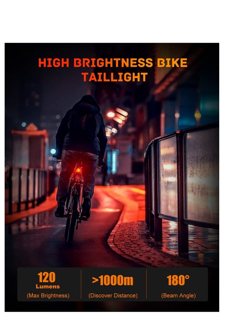 Y&D - Smart Bike Tail Light, Brake Sensing Rear Lights, USB Rechargeable Light Kit, IP66 Waterproof & Dustproof, 5 Modes, One-Piece Aluminum Alloy Bicycle Lights Front - Image 1