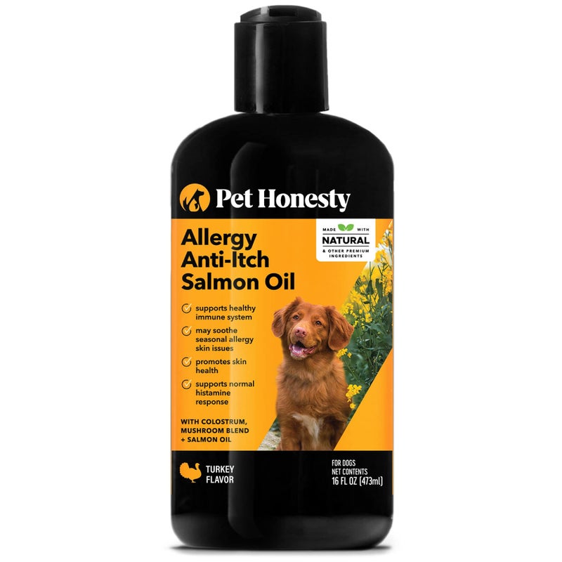 Pet Honesty Dog Allergy Relief Salmon Oil for Seasonal Itch Relief for Dogs, Omega-3 for Dogs, Dog Skin and Coat Supplement, May Reduce Shedding & Itching, Joint, Brain & Heart Health (16 oz) - Image 1