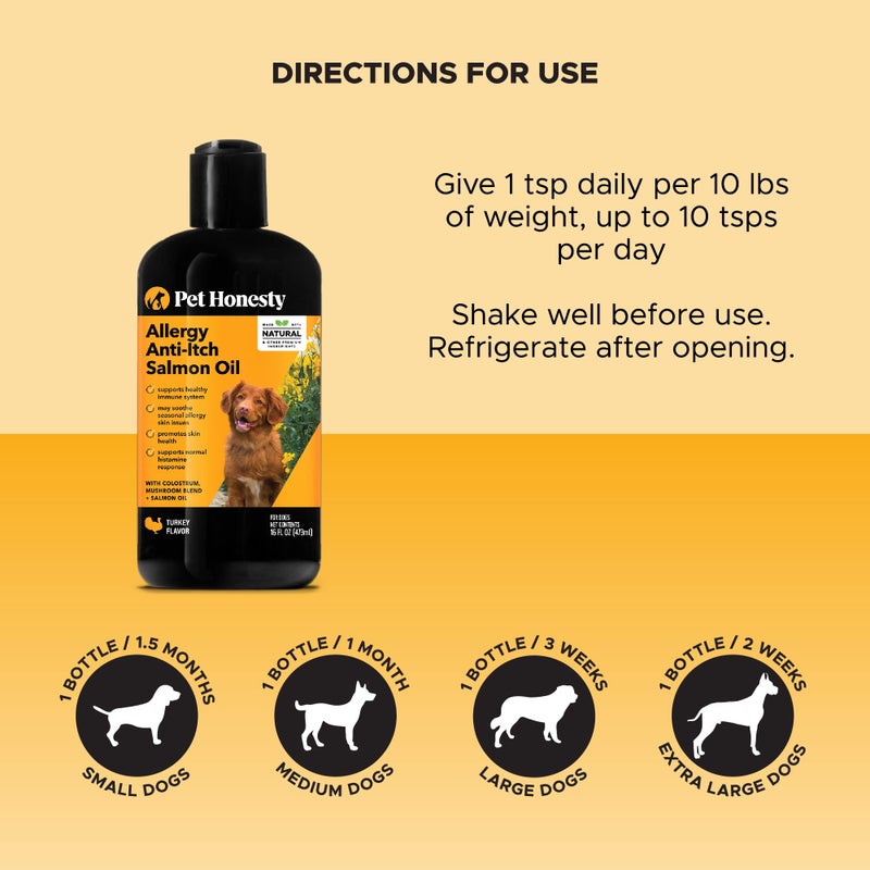 Pet Honesty Dog Allergy Relief Salmon Oil for Seasonal Itch Relief for Dogs, Omega-3 for Dogs, Dog Skin and Coat Supplement, May Reduce Shedding & Itching, Joint, Brain & Heart Health (16 oz) - Image 5