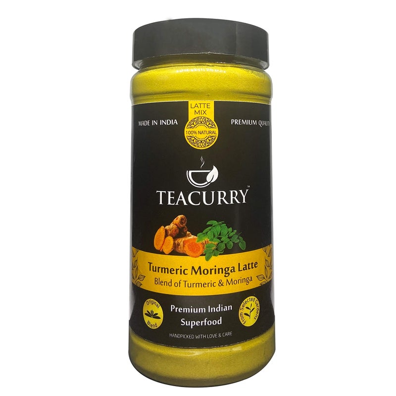 TEACURRY مزيج لاتيه المورينغا والكركم من تيكارى - 100 جرام سائب | يساعد في الالتهابات، تباطؤ الشيخوخة، الكوليسترول | لاتيه الكركم | لاتيه المورينغا | الحليب الذهبي | لاتيه ذهبي - Image 1