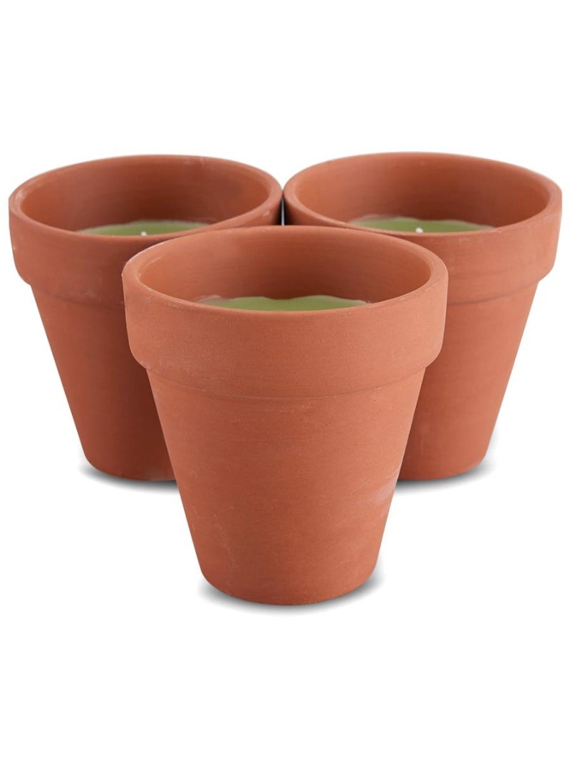 Waxworks Waxworks Terracotta Citronella Round Pots Set of 3 