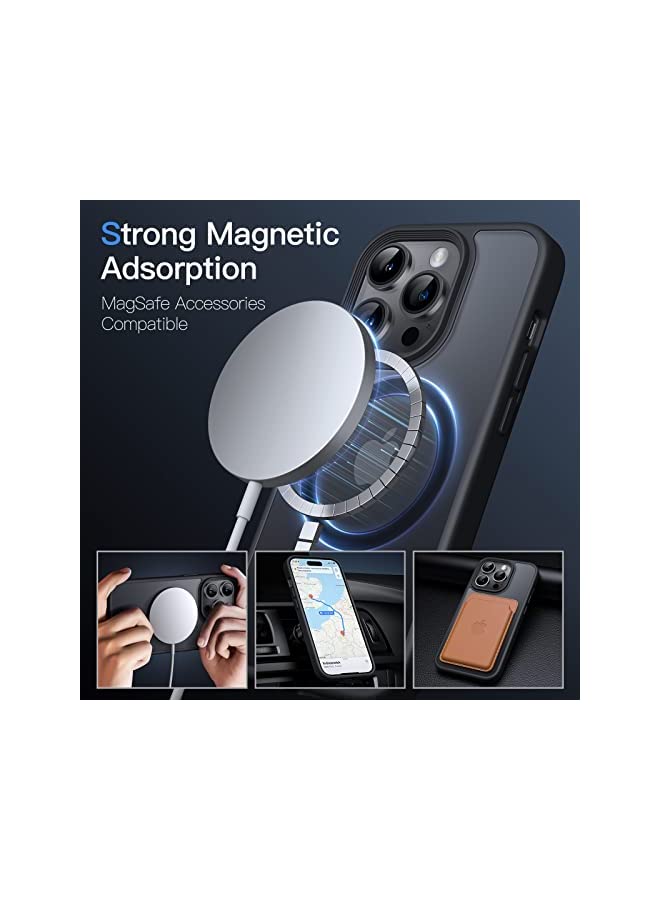 Jetech حافظة مغناطيسية لهاتف iPhone 14 Pro مقاس 6.1 بوصة متوافقة مع MagSafe، غطاء خلفي شفاف غير لامع نحيف مقاوم للصدمات (أسود) - Image 2