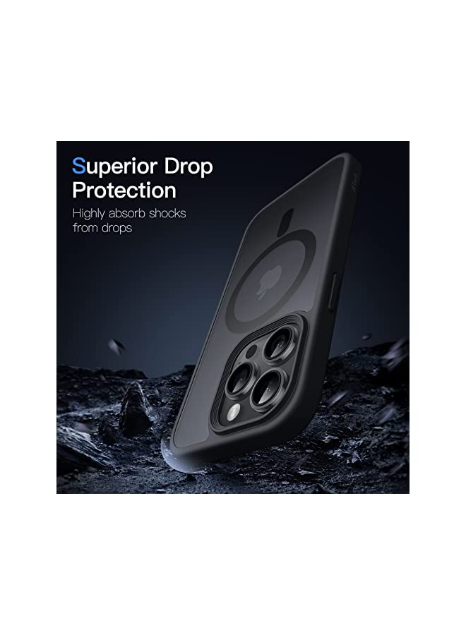 Jetech حافظة مغناطيسية لهاتف iPhone 14 Pro مقاس 6.1 بوصة متوافقة مع MagSafe، غطاء خلفي شفاف غير لامع نحيف مقاوم للصدمات (أسود) - Image 4